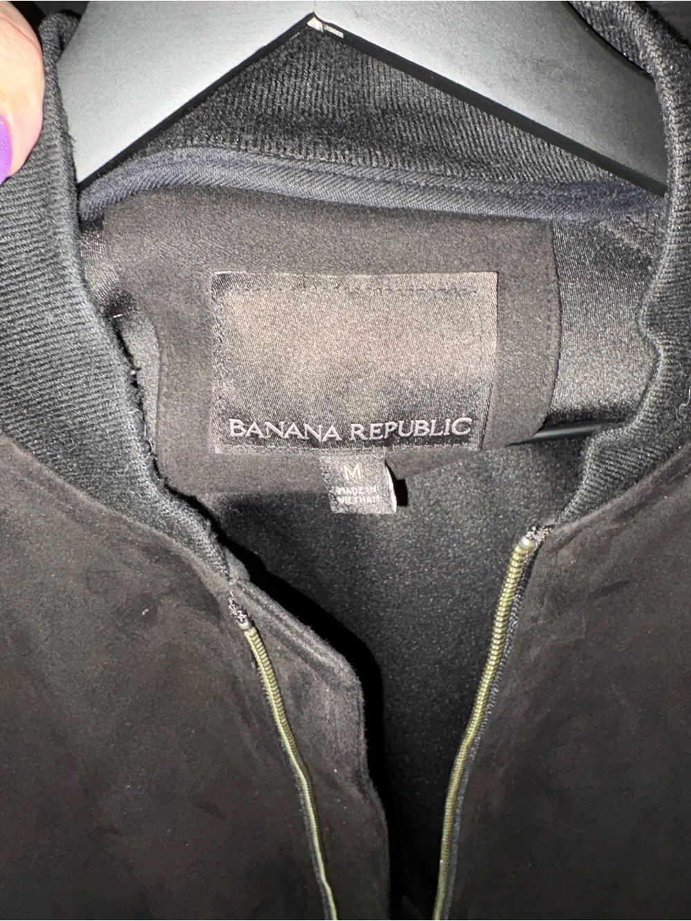 Banana Republic Black Suede-Look Bomber Jacket